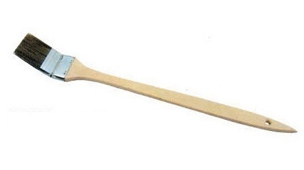 Pincel angular para radiador con mango de madera, cerdas grises